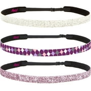 Hipsy Women's Adjustable No Slip Harlequin Fashion Headbands (L. Pink/Purple/White 3pk)