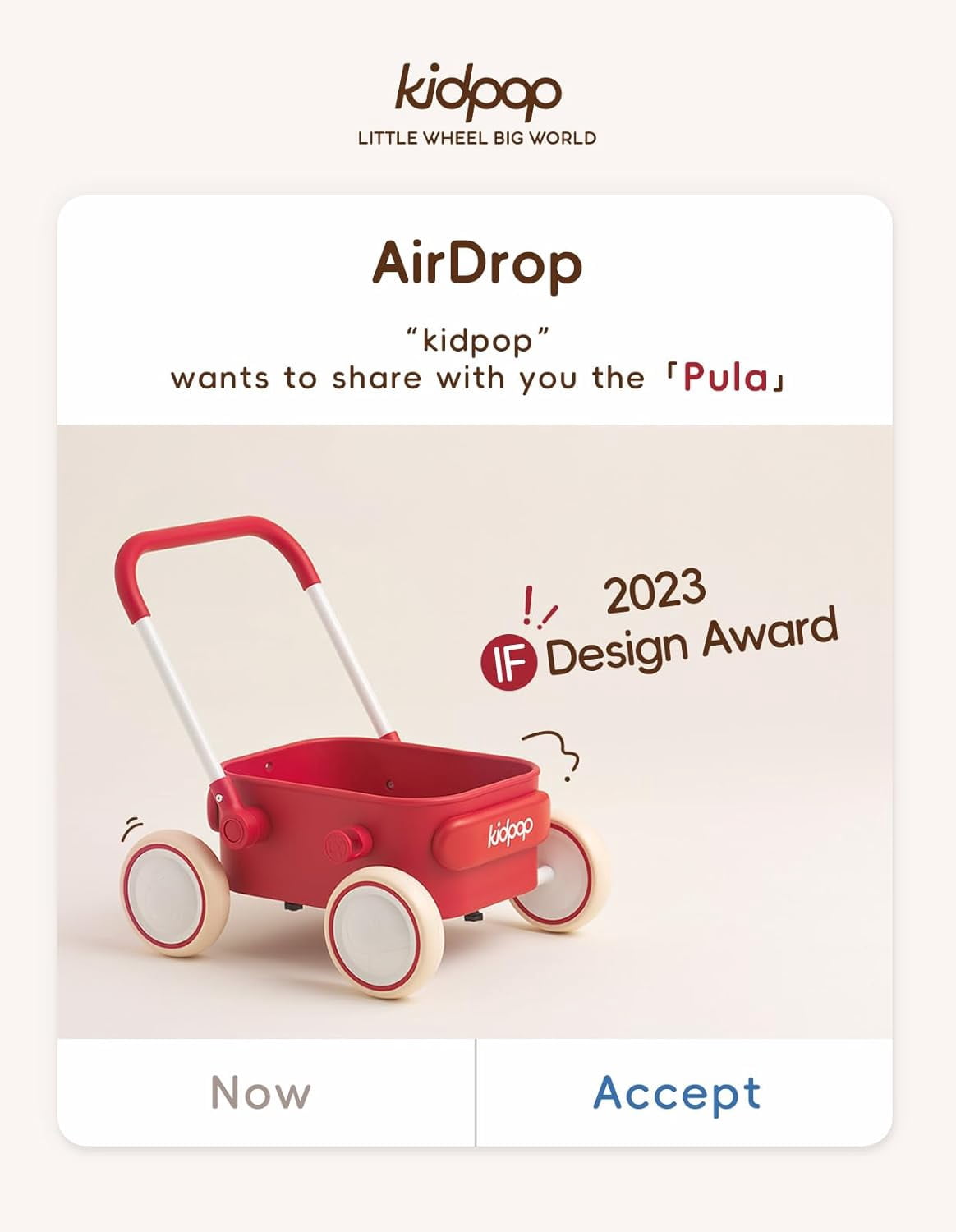 Kidpop PULA Baby Push Walker with Wheels Toddler Wagon for First Learner Baby Toys 6-12 Months, 1 Year Old Birthday Gifts, Indoors and Outdoors