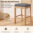 thumbnail image 5 of Bar Stools Sets of 2, LEGAHOME 28" Bar Height Bar Stools, Farmhouse Linen Upholstered Bar Stools with Cane Back, Wood Bar Chairs for Kitchen Island Dining Room, Suitable for 40"-42" Table, Gray, 5 of 7