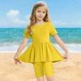 thumbnail image 2 of snilers Girls Clothes 2 Piece Summer Outfits Short Sleeve Pleated T-Shirts and Shorts Beach Summer Kids Clothing Set Size 5-15 Years, 2 of 8