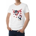 thumbnail image 1 of Camisetas para hombre, camiseta de algodón con cuello redondo y corazones de pingüino, manga corta para hombre, diseño romántico de animales para San Valentín., 1 of 8