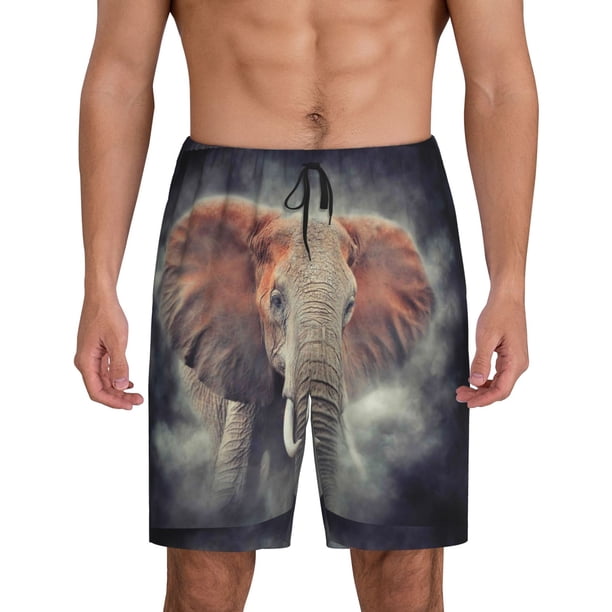 Fotbe Elephant in Smoke Pantalones Cortos de Pijama para Hombre, Ropa de Dormir, Pantalones de Pijama Cortos para Hombre-3X-Large