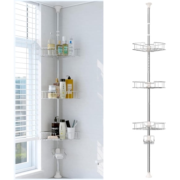 esquinero para baño regadera 100-315 cm Altura ajustable organizador de baño Cuarto piso repisas para con jaboneras para baño Versión plateada