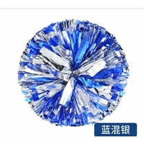 Cheerleader Pom Blue and Silver Metallic Foil Cheerleading Poms for Adults Sports Party Dance Cheering Accessories