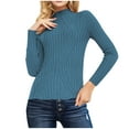thumbnail image 6 of Juslio Womens Sweaters Pullovers Sweaters Solid Crew Neck Long Sleeve Knit Blue, 6 of 6