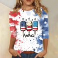 thumbnail image 2 of MEICHEN 4th of July Women's Three Quarter Sleeve Shirt USA Patriotic Flag Graphic Print Top Summer 250th Anniversary Tops, 2 of 6
