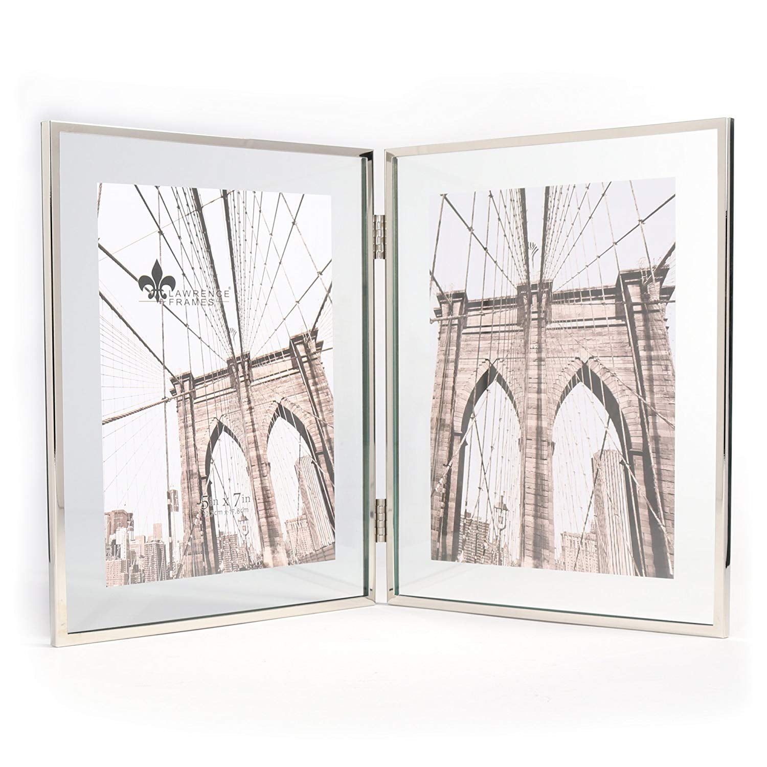 Lawrence 5x7 Hinged Double Harland Silver Metal Float Frame