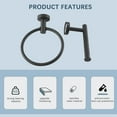 thumbnail image 6 of 2Pcs Bathroom Hardware Black Towel Ring and Toilet Paper Holder Stainless Steel Bathroom Hand Towel Holder Towel, 6 of 8