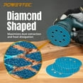 thumbnail image 5 of POWERTEC 50PK 5 Inch 8-Hole Hook and Loop Diamond Shaped Sanding Discs, 80 Grit for Random Orbital Sanders – J-Weight Cloth Backing for Long Life, Anti-Clog Sandpaper (44908N), 5 of 8