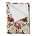 thumbnail image 2 of Rose Soft Flannel Fleece Blanket, Watercolor Painting Look Roses Peonies Botanical Romantic Bouquet Corsage, Cozy Plush for Indoor and Outdoor Use, 50" x 60", Dried Rose Cream Ruby, by Ambesonne, 2 of 5