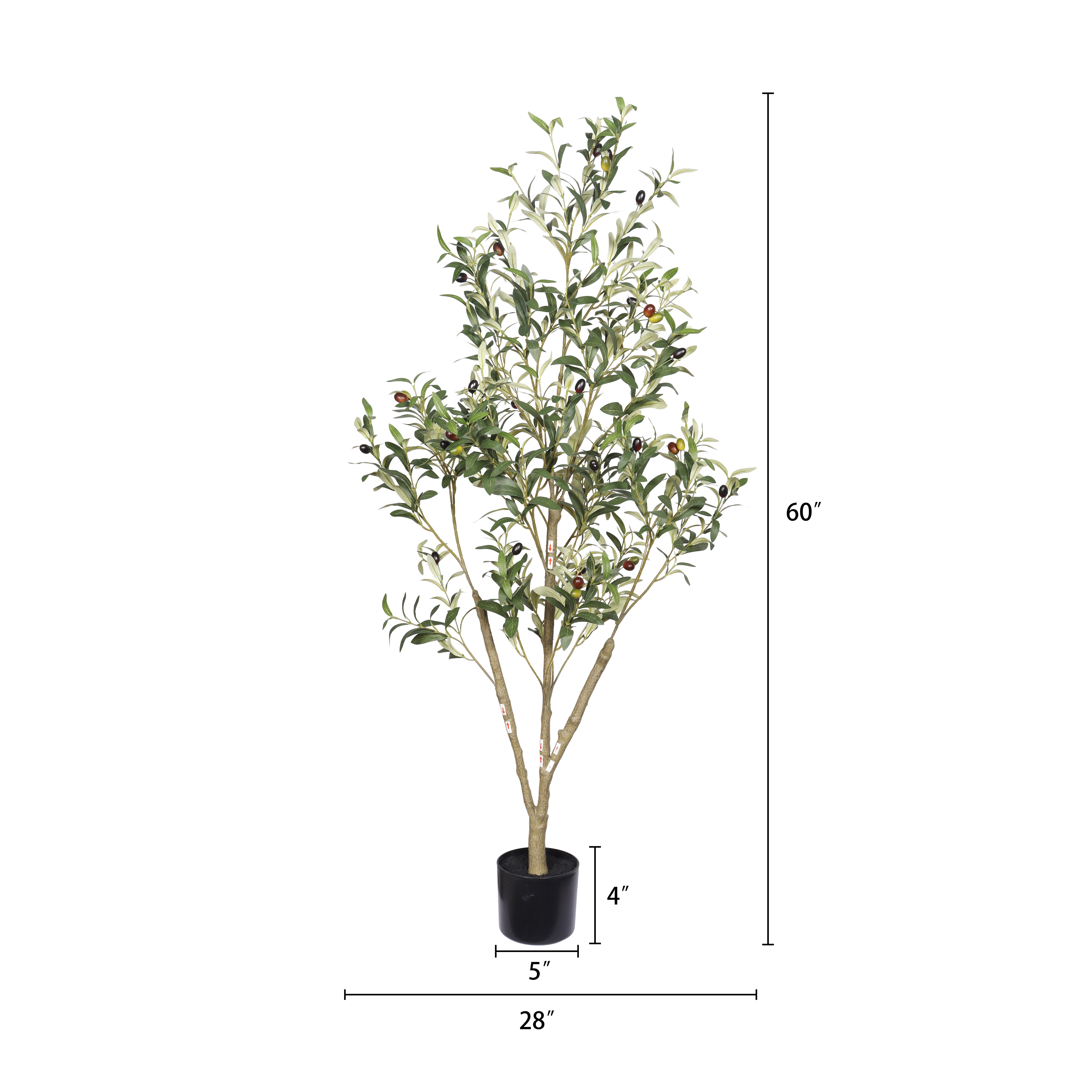 5ft Artificial Olive Plants with Realistic Leaves and Natural Trunk,Faux Olive Tree in Black Plastic Pot for Office Home