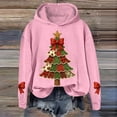 thumbnail image 2 of Womens Hooded Sweatshirts Xmas Tree Printed Loose Festive Christmas Hoodies Long Sleeve Graphic Pullover Tops (L, Pink), 2 of 4