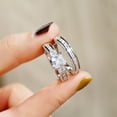 thumbnail image 3 of Faty-T 925 Sterling Silver Bridal Ring Sets Emerald Cut CZ Promise Ring Square Wedding Engagement Ring,18K White Gold Plated Cubic Zirconia Promise Eternity Ring Set for Women, 3 of 5
