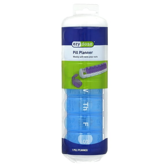 Ezy Dose Travel (7-Day) Pill, Medicine, Vitamin Organizer Box, Weekly, Small Removable Compartments