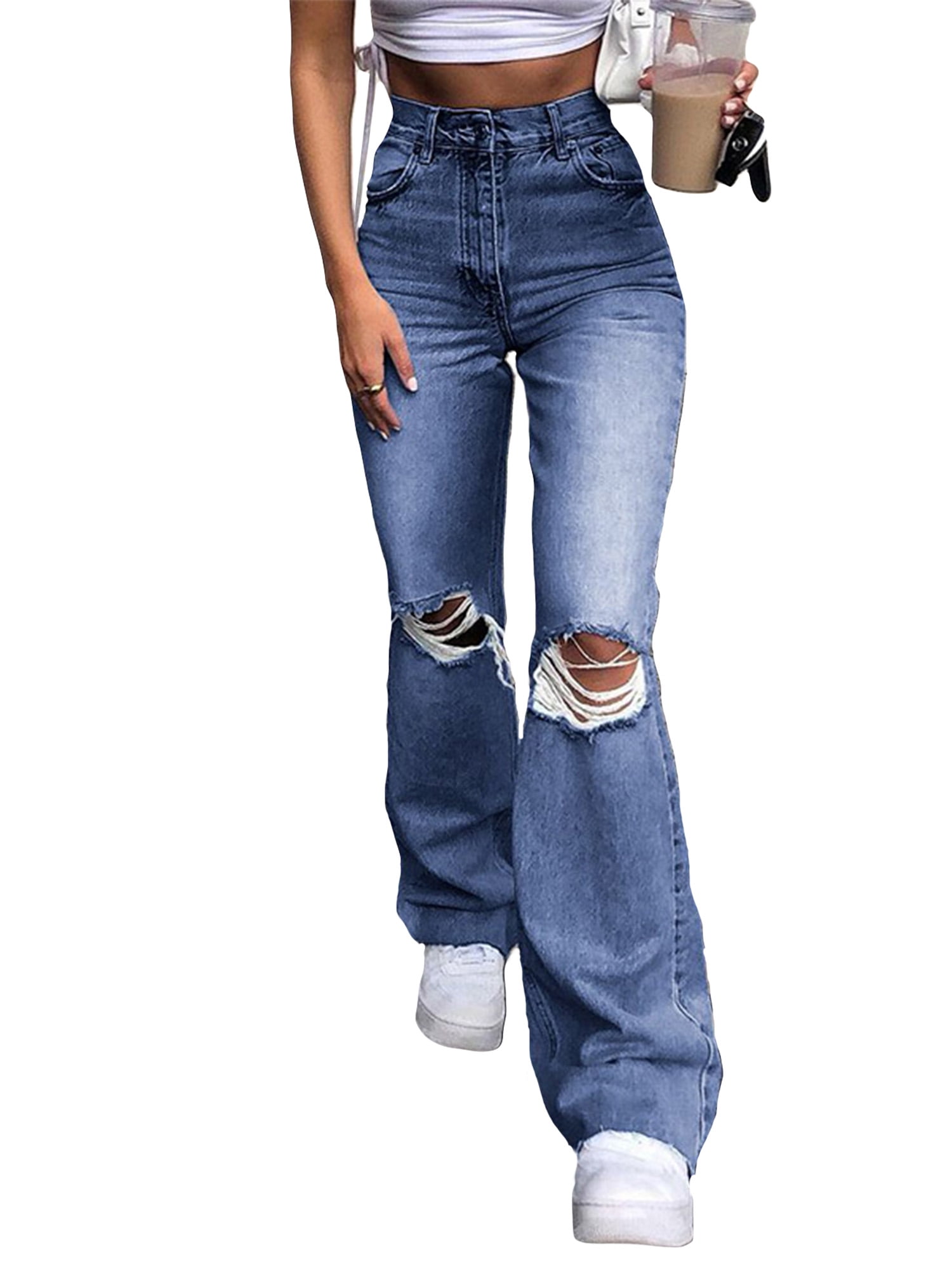 RE/DONE Cotton 90s High Rise Loose in Blue Womens Clothing Jeans Flare and bell bottom jeans 
