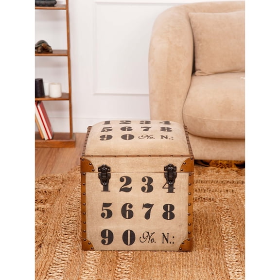 Solid Handmade Wood & Leather Sitting Box Ottoman with Elegant Design, Living Room Furniture
