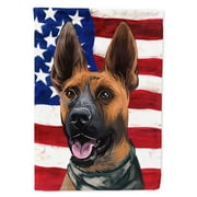 Caroline's Treasures Plott Hound Dog American Flag Garden Flag