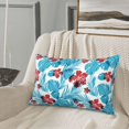thumbnail image 4 of Plush Throw Pillow Covers, Hawaiian Style Blue Leaves Pillow Cases with Invisible Zipper, Breathable Microfiber Pillow Cases Standard Size for Sleeping Bedroom Sofa Living Room 20x30, 4 of 5