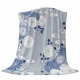 thumbnail image 6 of Blue White Floral Blanket Soft Cozy Warm Throw Blanket for Couch, Plush Fuzzy Flannel Fleece Blankets for Sofa, Spring Botanical Leaves Farmhouse Bed Blankets Lightweight Gifts for Women, 32"x48", 6 of 9