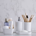 thumbnail image 2 of Superio Decorative Ribbed Bathroom Accessory Set, Plastic - White (5 Pack), 2 of 4
