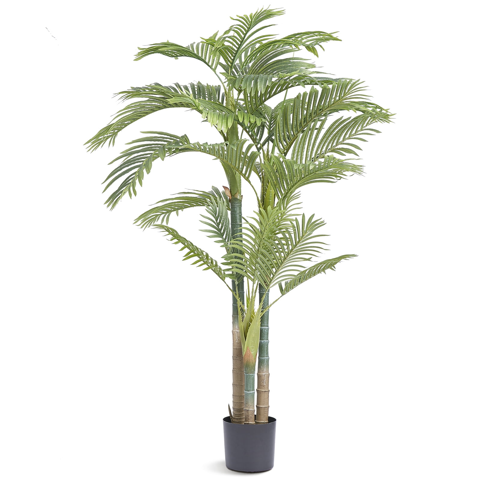 VEVOR 6.5 ft Artificial Gold Cane Palm Tree Green Faux Lifelike Fake Plant Decor