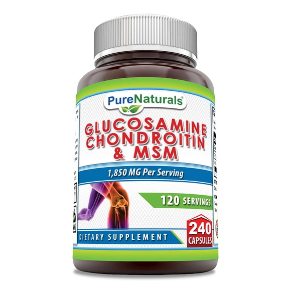 Pure Naturals Glucosamine   Chondroitin   MSM 1850 mg Per Serving 240 Capsules Supplement