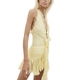 thumbnail image 5 of Biekopu Women Sleeveless Summer Dress，Ruffled Flower Ruched Cocktail Party Dress with Tassels for Club Street Wear,S/M/L, 5 of 7