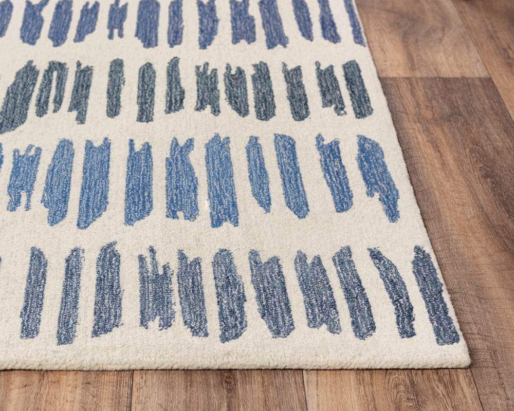 Rizzy Rugs Tetra Area Rug TET109 Ivory/Blue Scratches Jagged 7' 9" x 9' 9" Rectangle