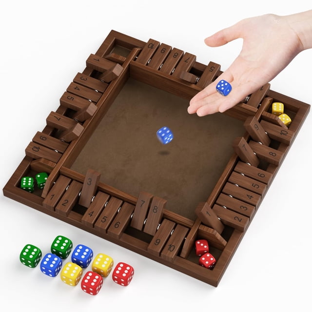 Juego Shut The Box PRIMBARBER de madera para 1-4 jugadores con 8 dados