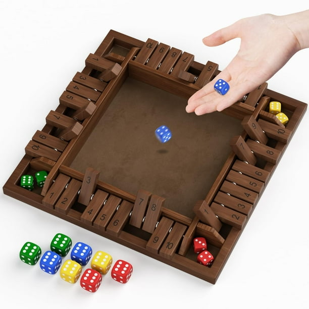 Juego Shut The Box PRIMBARBER de madera para 1-4 jugadores con 8 dados