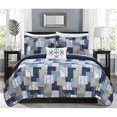 thumbnail image 1 of Chic Home Letizia 6 Pièce Réversible Housse de Couette Ensemble en Relief Patchwork Bohème Paisley Imprimé Lit Design Matelassé dans un Sac - Ensemble de Draps Taie d'Oreiller Coussin Décoratif Faux Inclus & 44; Jumeau -, 1 of 1