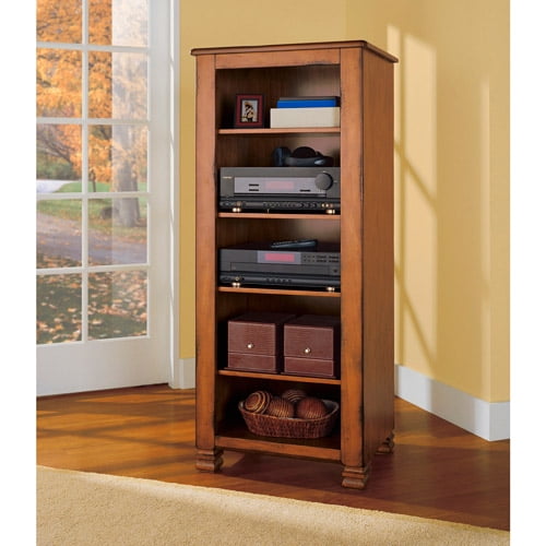 Summit Mountain Audio Media Storage Tower, Rustic Oak - Walmart.com