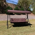 thumbnail image 2 of Flash Furniture 3 Seat Patio Convertible Patio Swing and Hammock in Brown, 2 of 12