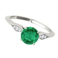 thumbnail image 3 of Mauli Jewels Rings for Women 0.85 Carat Diamond And Emerald Ring 4-prong 14K White Gold, 3 of 7