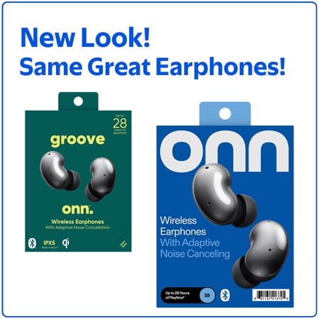 NEW – ONN. WIRELESS EARPHONES WITH ADAPTIVE NOISE CANCELLATION & CHARGING CASE, BLACK