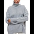 thumbnail image 1 of Suéteres de Cuello Alto para Mujer, Corte Holgado, para Otoño e Invierno. Gris Plata L, 1 of 9
