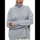 thumbnail image 1 of Suéteres de Cuello Alto para Mujer, Corte Holgado, para Otoño e Invierno. Gris Plata L, 1 of 9
