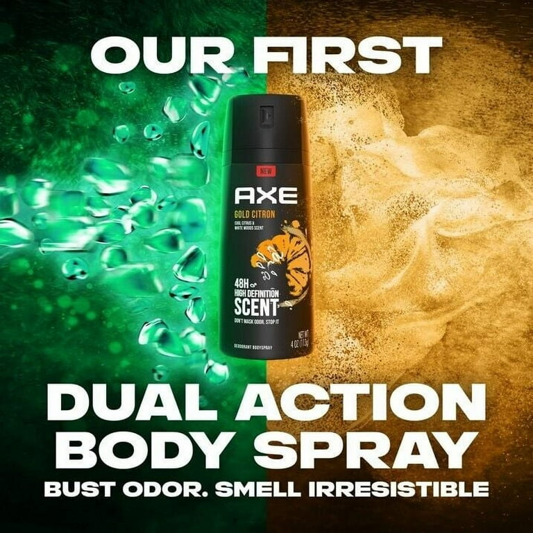 Axe Gold Citron Deodorant Natural Body Spray Cool Citrus White