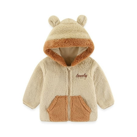 

GYRATEDREAM 9M-5T Baby Girl Boy Warm Fleece Thicken Long Sleeve Hooded Jacket Toddler Kid Plush Coat
