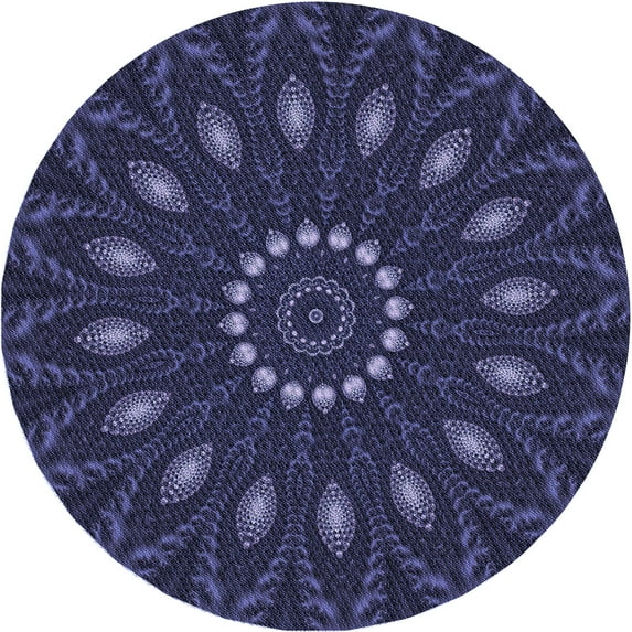Ahgly Company Indoor Round Patterned Night Blue Area Rugs, 5' Round