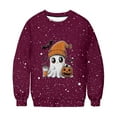 thumbnail image 5 of DOSUKRAI Halloween Sweatshirts Women 2025 Cute Fall Oversized Crewneck Ghost Graphic Spooky Long Sleeve Funny Pullover Purple,M, 5 of 9