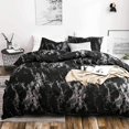 thumbnail image 2 of Juego de funda de edredón King Bedding de mármol negro oscuro, 3 piezas - 1000 - Funda de edredón de microfibra de lujo con cierre de cremallera, lazos - Estilo moderno orgánico para hombres y mujeres, 2 of 5