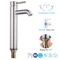 thumbnail image 4 of Aquaterior Single Handle Vessel Sink Faucet 14 inch Tall Bathroom Sink Faucet Hot and Cold Water Mixer Brass Body Single Hole Faucet Brushed Nickel (CUPC NSF CEC) Aquaterior Modern, 4 of 11