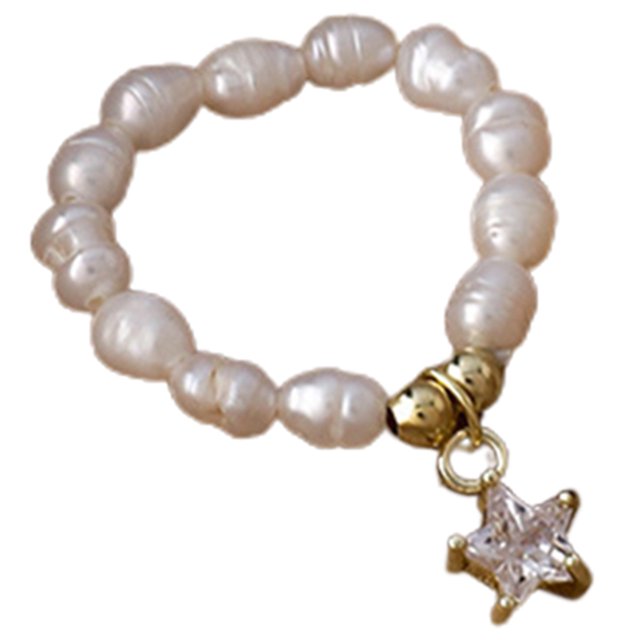 Bangcool Faux Pearl Ring Simple Fashion Rhinestone Knuckle Ring Finger Ring for Girls