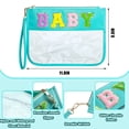 thumbnail image 2 of Bolsa de maquillaje Buryeah Chenille con letras, de nailon transparente, 4 unidades, 2 of 6