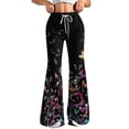 thumbnail image 2 of Women's Fashion Loose Drawstring Waist Floral Print Casual Sports Flared Pants, Elastic Joggers Sweatpants, Stylish Yoga Pants for Women,Multicolor,L, 2 of 8
