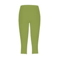 thumbnail image 4 of Jzuxvd Womens High Waist Basic Solid Cotton Soft Capri Leggings Fluorescent Green 3XL, 4 of 5