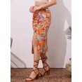 thumbnail image 3 of DARING DIVA Women's Tropical Beach Ruched Split Thigh Rayon Skirt M Orange Pattern 1, 3 of 6