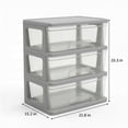 thumbnail image 4 of Starplast 3-Drawer Organization Tower Wide Storage Cart, Silver Plastic, 4 of 9