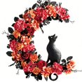 thumbnail image 6 of Clearance Halloween Decor, 2026 New Spooky Halloween Wreath, Black Cat Crescent Moon Design, Indoor Outdoor Front Door Wall Decor for Halloween Party, 6 of 6
